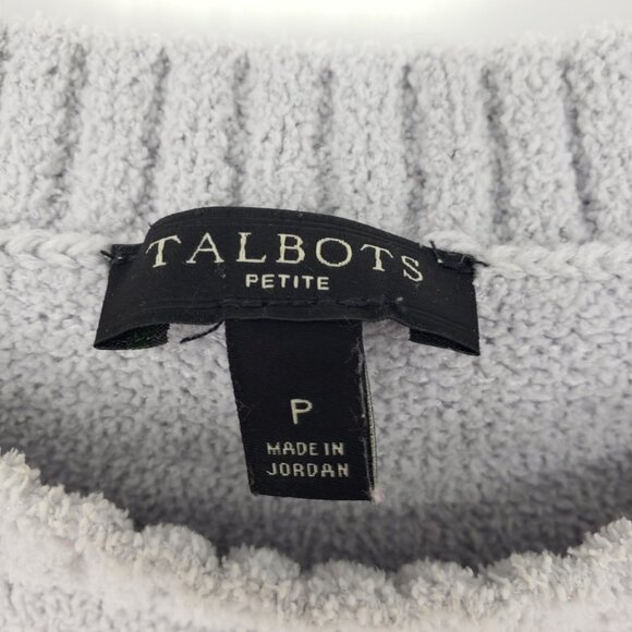 Talbots Cozy Knit Color Block Pullover Sweater XSP Side Button Relaxed Gray Pink - Picture 3 of 10